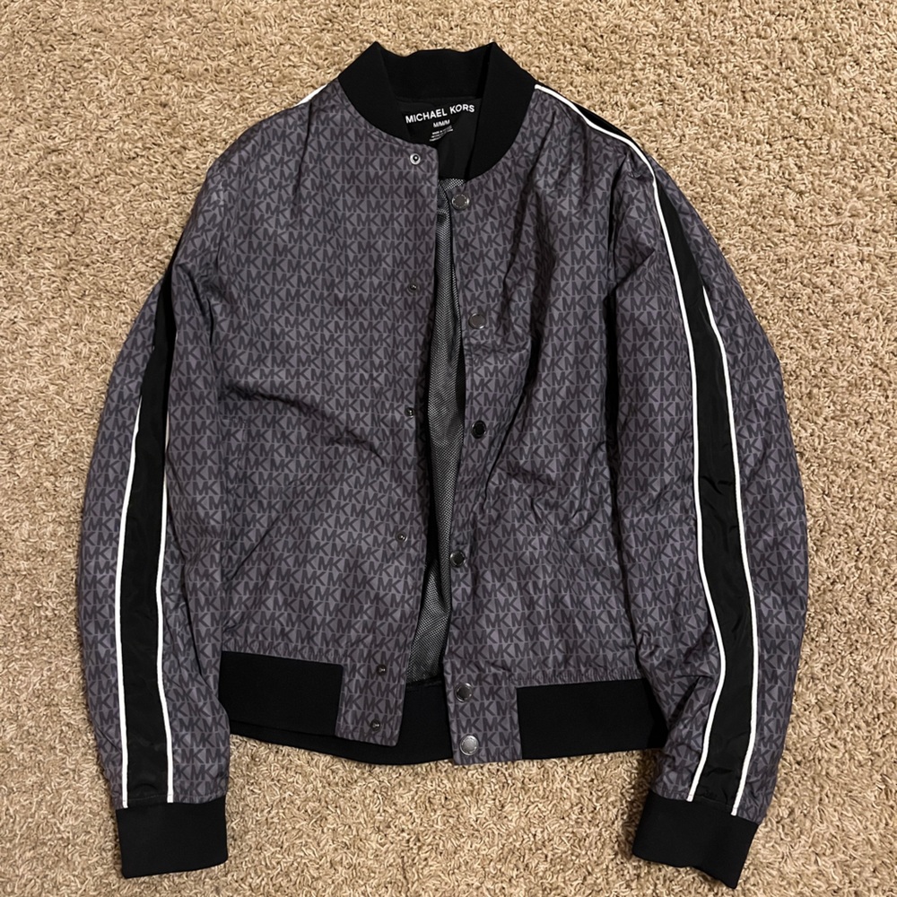 Michael Kors Black and Gray Geometric Jacket